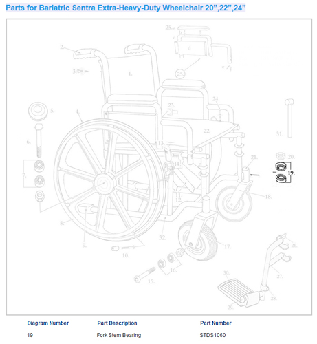 Wheelchair Fork Bearing only